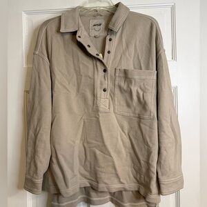 Aerie Happy Slit Henley Long Sleeve Heavyweight Tee